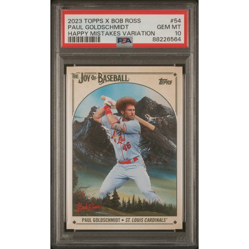 2023 Topps X Bob Ross PAUL GOLDSCHMIDT #54 Happy Mistakes PSA 10 Afro SSP pop 24